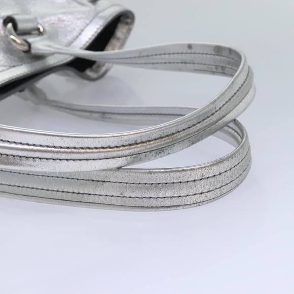CELINE Tote Bag Leather Silver Auth 88261 - Picture 7 of 16